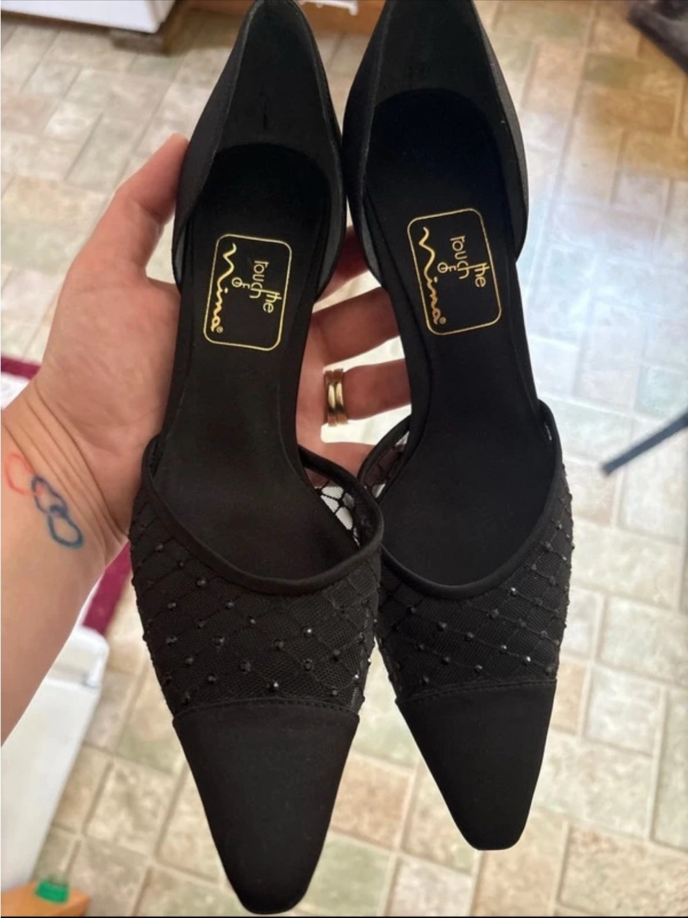 Black Pointed D'Orsay Heels